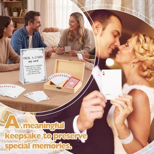 AceOrbit 57 Pack Red Wedding Guest Book Playing Cards Set with Wooden Box