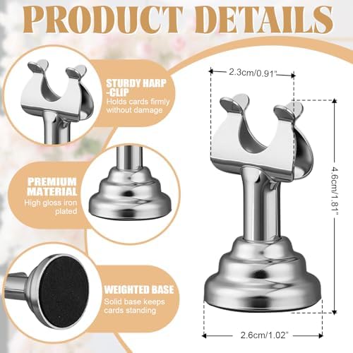 24 Pcs Silver Table Number Holder Metal 1.8 in Place Card Holder