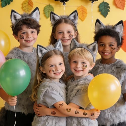 Wolf Temporary Tattoos for Kids, Cool Wolf Stickers Tattoos