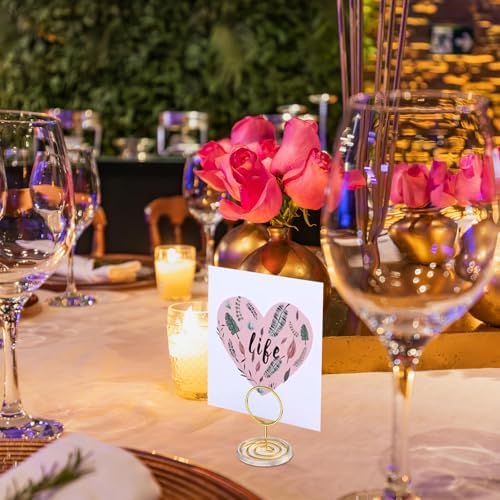 30 Pack Gold Table Number Holders with Clear Stable Base – Metal Place Card Holders for Table, Photo Picture Stands Card Holders for Wedding Party Banquet Restaurant Events (Gold)