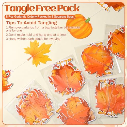 Xinnun Fall Thanksgiving Party Decorations Pumpkin Turkey Banner Garland
