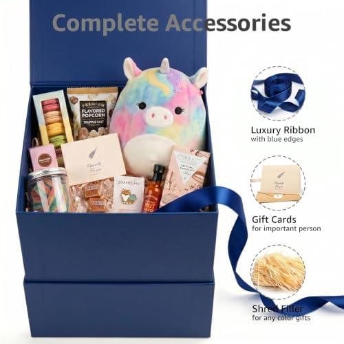 LIFELUM Navy Blue Gift Box for Groomsmen with Magnetic Lid, 8.6"x8.6"x8.6"