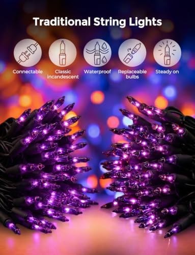 20FT Purple Outdoor Halloween String Lights for Indoor Haunted House Decor
