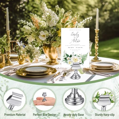 Kathfly 36 Pcs Wedding Table Number Holders Metal Silver Place Card Holder