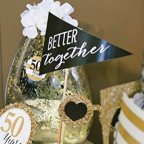 50th Wedding Anniversary Photo Booth Prop Kit, DIY Cardstock Props - 20pc