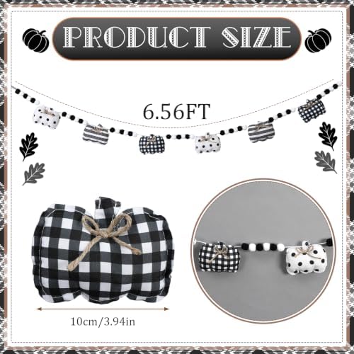 CroBlissful Fall Plush Pumpkin Garland 3D Black and White Pumpkins