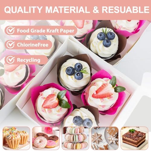 OAMCEG Cupcake Boxes with Window, 6x6x3 Inches Cookie Boxes,50 Pack,White