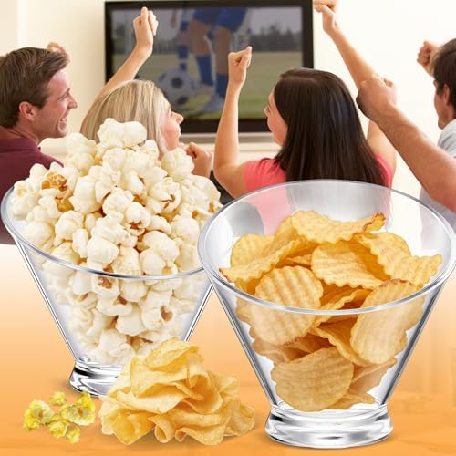 LemonRoad 6 Pcs Clear Plastic Serving Bowls with Scoops, Candy Bowls for Party Table, Disposable Angled Buffet Containers Dishes for Salad Fruit Snacks Appetizer Bar Catering Supplies(19oz)
