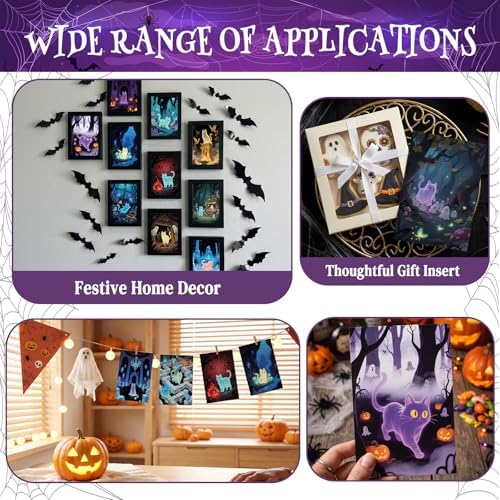 32pcs Cute Halloween Postcards Ghost Cat Decor, Blank for Messages