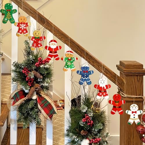 Wooden Christmas Gingerbread Man Ornaments to Paint Decoration Cutouts Unfinished 24PCS 3.5 inches, DIY Blank Unfinished Christmas Tree Ornament for Home Snowflakes Crafts Hanging