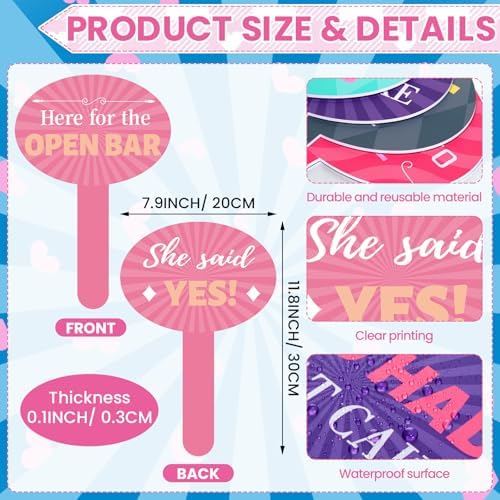 12 Pcs 24 Designs Wedding Photo Booth Props Double Sided 11.8 x 7.9 Handheld Photo Booth Props Wedding Party Decorations Set Water Proof DIY Selfie Sign PVC Printing for Bridal Party Supplies