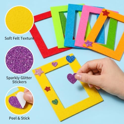 Jetec 24 Pieces Felt Craft Picture Frames with Stickers 4x6 in 12 Colors