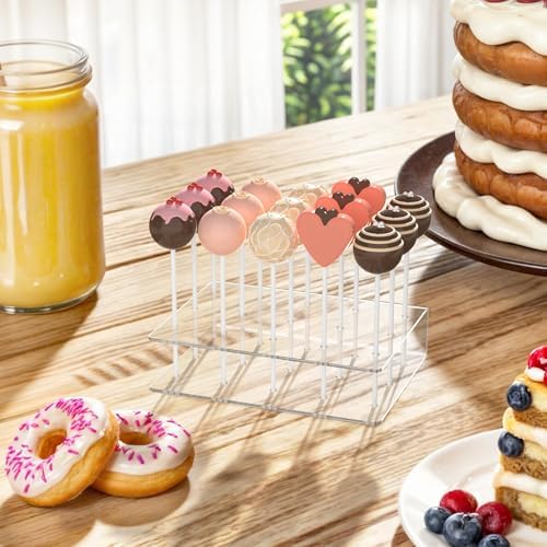 2 Pack Cake Pop Stand with Sticks Kit, Acrylic Lollipop Hold Stand