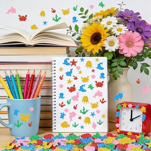 465Pcs Foam Stickers Glitter 3D Sea Animal Foam Shape Stickers,Sea Animal
