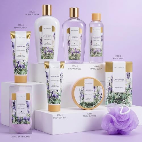 Spa Luxetique Lavender 10pc Gift Baskets Birthday Gifts for Women