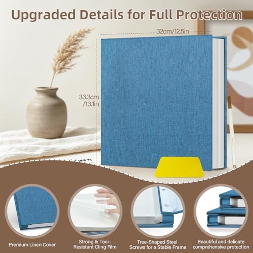 Popotop Photo Album Self Adhesive Scrapbook Album for 4x6 5x7 8x10 Pictures DIY Photo Book as Scrapbooking Supplies Kits, Birthday Gifts for Women Mom Wedding Baby Family Travel