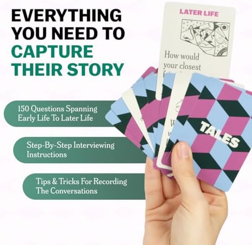 TALES 150 Conversation Cards, Life Story Edition, Preserve Family Memories