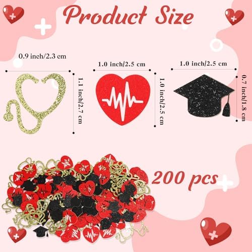 Nurse Confetti, 200Pcs Glitter Confetti for Nursing Graduation Party Decorations, Metallic Foil Sequins Table Decor for Nursing Medical School Graduation Nurse Week Decor Retirement RN Party Supplies