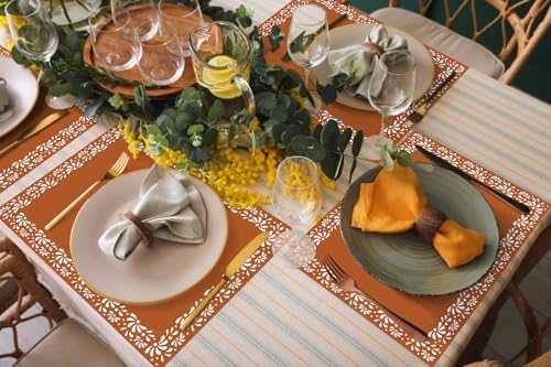 Whaline 50Pcs Cielito Lindo Paper Placemats Mexican Fiesta Brown Dinner Mats Disposable Rectangle Table Mats for Cinco De Mayo Party Table Setting