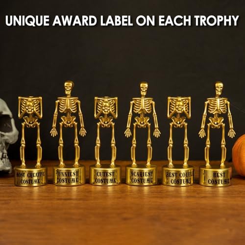 Halloween Party Supplies - 4 Pack Halloween Golden Skeleton Trophies