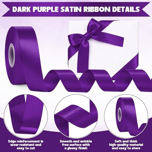 1In 30Yards Dark Purple Satin Ribbon for Gift Wrapping Halloween Mardi Gras