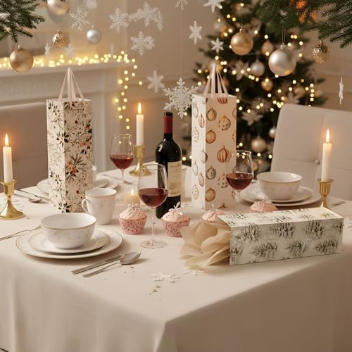 TaoBary 12 Pcs Christmas Wine Bags with Handles, Novel