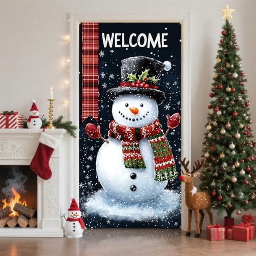 Christmas Door Cover Banner for Front Door Porch Winter Holiday Decor