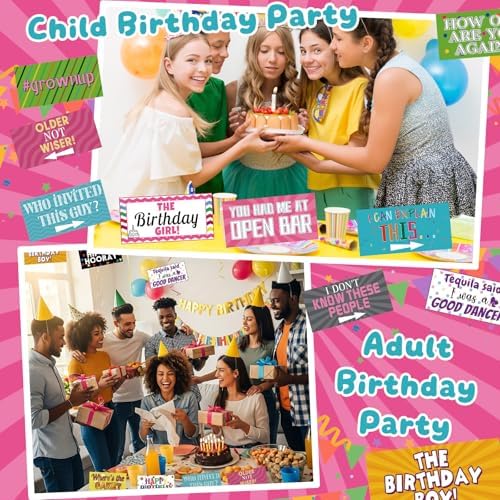 Beeveer 24 Designs Funny Birthday Photo Booth Props Double Sided Signs