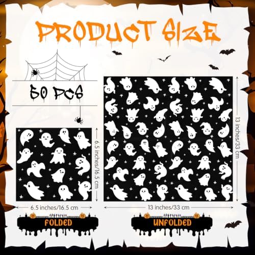 MotiMind Halloween Paper Napkins for Party,50 Pcs,Ghost