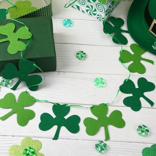 MARFOREVER 4 Pcs Felt Shamrock Banner St Patrick's Day Decorations