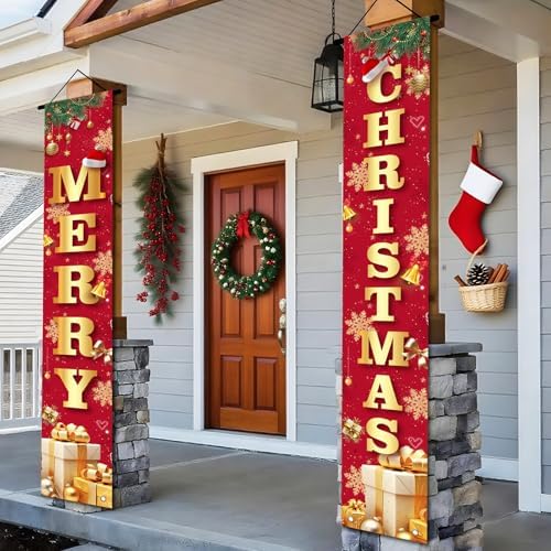 Nuxovilar Merry Christmas 2Pcs Door Cover Banner,71x12In Polyester