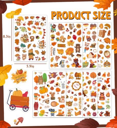 Fall Stickers for Kids, Thanksgiving Stickers,Autumn Sticker for Crafts