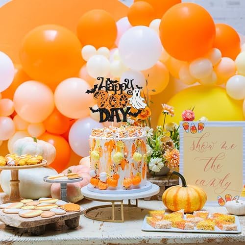 1 PCS Happy Boo Day Cake Topper Glitter Spooky Bat Cake Pick Little Boo Halloween Cake Decoration for Ghost Halloween Theme Baby Shower Kids Birthday Party Cake Decorations Supplies