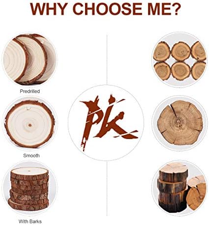 Natural Wood Slices - 30 Pcs 3.1-3.5 inches Craft Unfinished Wood kit Predrilled with Hole Wooden Circles for Arts Wood Slices Christmas Ornaments DIY Crafts
