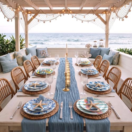 Yexiya 24 Sheet 24 Style Blue White Coastal Paper Napkins for Decoupage