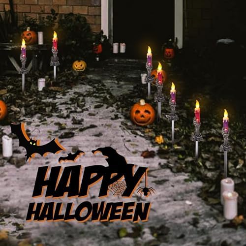 Halloween Decorations Outdoor, Solar Pathway Lights, 10 Pack