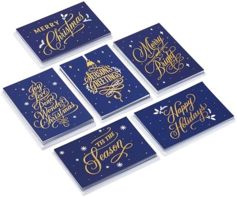 Hallmark Bulk Christmas Cards, Assorted 72-Pack (Blue and Gold)