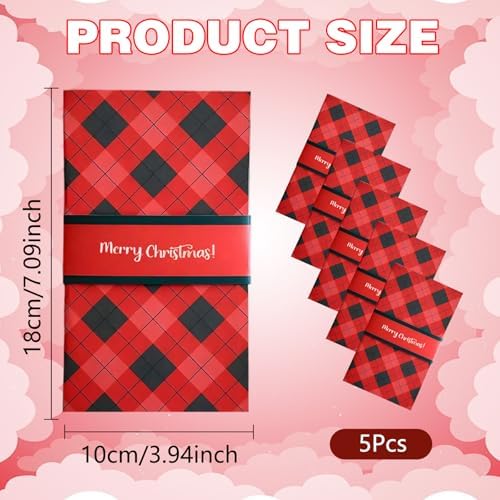 5Pcs Handmade Christmas Gift Card Booklet, Handmade ChristmasGift Card Holder Book, Christmas Money Holder Envelope Booklet, DIY XmasGift, Party Gift Supplies