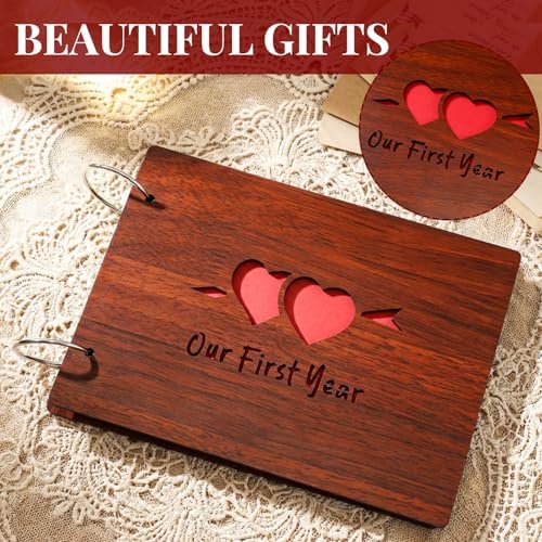 Kosiz Our First Year Anniversary Scrapbook Wooden Photo Album 8.7x6.3 DIY