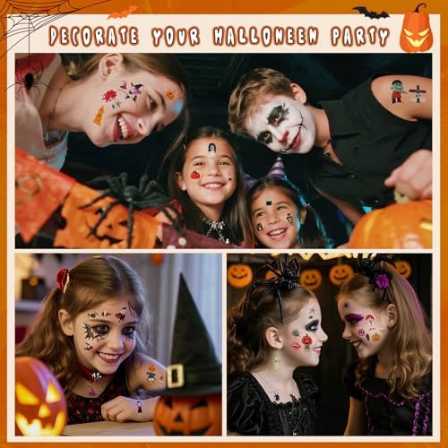 Halloween Temporary Tattoo for Kids - 260+ Unique Halloween Trick or Treat Tattoos Stickers for Boys and Girls Holiday Party Supplies Favors Halloween Goodie Bag Fillers 20 Sheets