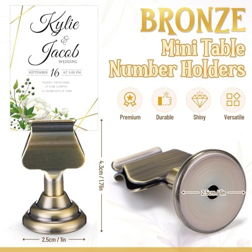 Kathfly 36 Pcs Wedding Table Number Holders Metal Bronze Place Card Holder