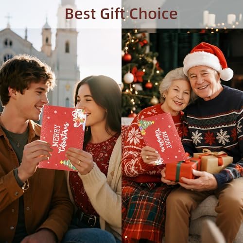 Christmas Card with Lights and Music,3D Pop Up Christmas Gift Greeting Card with Envelopes,Plays 3 Melody with Matching Flashing Lights