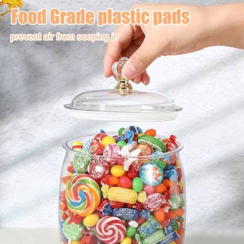 COMNICO 2 Pcs Candy Jars with Lids, Clear Plastic Cookie Airtight Sealed Storage Apothecary Containers Candy Buffet Container for Wedding Home Kitchen Bar Decoration Coffee Cereal Pasta Snack
