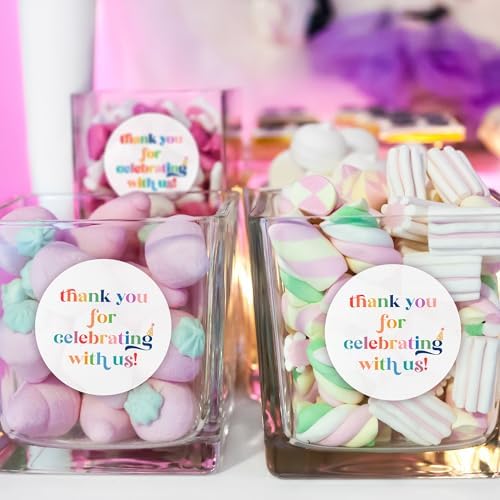 Mobiusea Creation Vibrant Colorful Design Thank You Labels 2 inch 60pcs