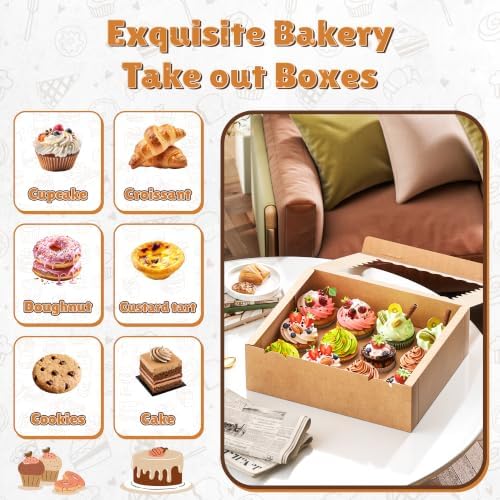 RYDDOY 4 Pack Brown Cupcake Boxes, Hold 12 Count Cupcake, Cupcake Carriers