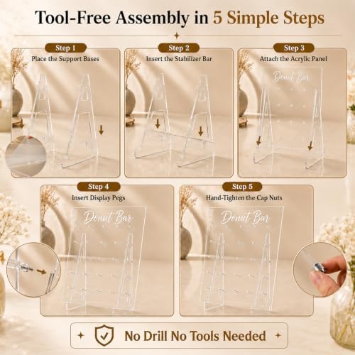 Acrylic Donut Wall Display Stand with Support Bar, 26 x 22 in
