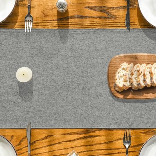 Artoid Mode Light Grey Table Runner, Seasonal Washable Kitchen Dining Table Decoration for Home Party Decor 13x120 Inch