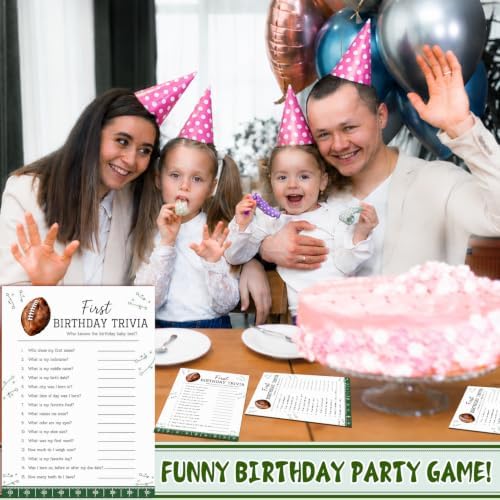 Football Themed Baby First Birthday Party Game, Who Knows The Best Game Cards, Fun Baby Shower Games for Guests, Football Party Decor Supplies, Sports Boy Birthday Activity Card Games Supplies Decor
