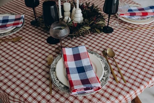 Red White and Blue Cloth Napkins - Reusable Patriotic Cloth Napkins - 100% Cotton 4th of July Napkins, 12-Pack, 20"x20", Patriotic Decor Napkins for Summer BBQs (Red, Blue & White)