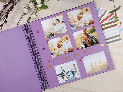 potricher 12 x 12 Inch Large DIY Scrapbook Photo Album 80 Pages, Purple